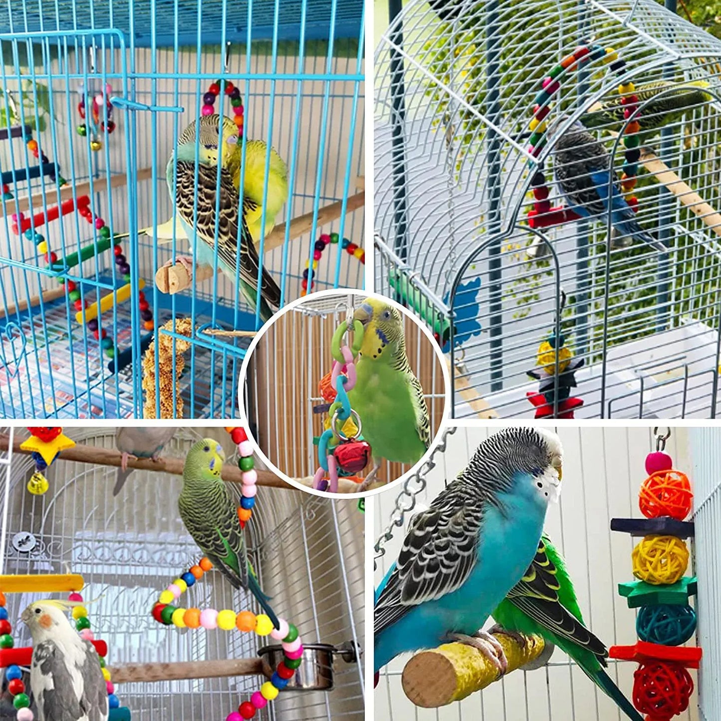 7PCs Parrot Toys Bird Cage Accessories